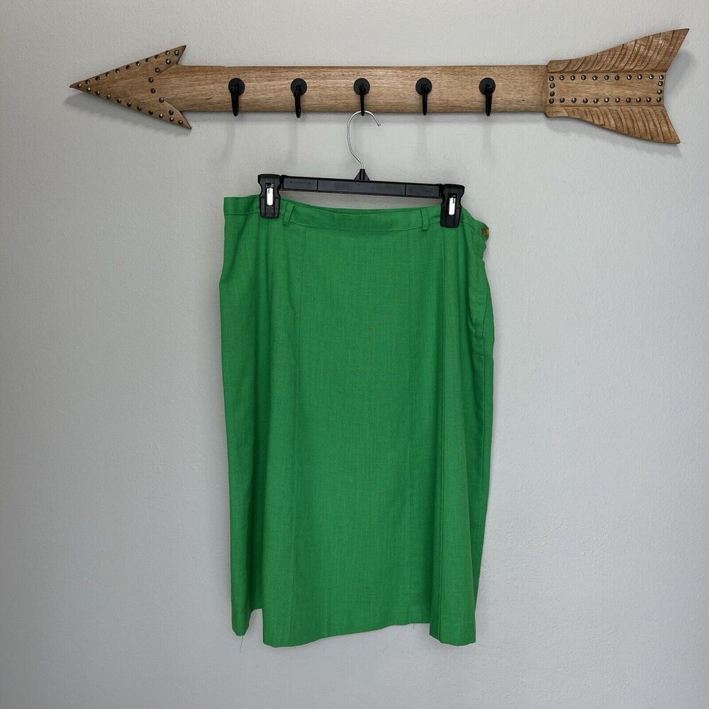 RARE 50s-60s Jr Plenty Shop Lane Bryant | Kelly Green Flared Midi Skirt Size Lar